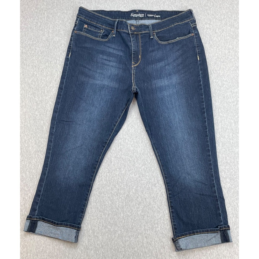 Levis Jeans Womens 16 Blue Cotton Blend Stretch Signature Modern Capri Cuffed